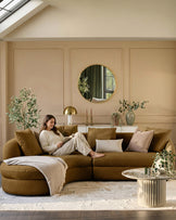 Ottilie ochre chenille left hand corner chaise sofa