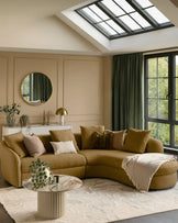 Ottilie ochre chenille right hand corner chaise sofa