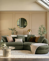 Ottilie olive green chenille right hand corner chaise sofa