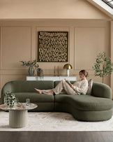 Ottilie olive green chenille right hand corner chaise sofa
