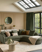 Ottilie olive green chenille right hand corner chaise sofa