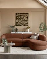 Ottilie apricot chenille right hand corner chaise sofa