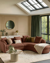 Ottilie apricot chenille right hand corner chaise sofa