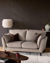 Otto mocha plush fabric 2 seater sofa