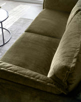 Otto olive green velvet 2 seater sofa