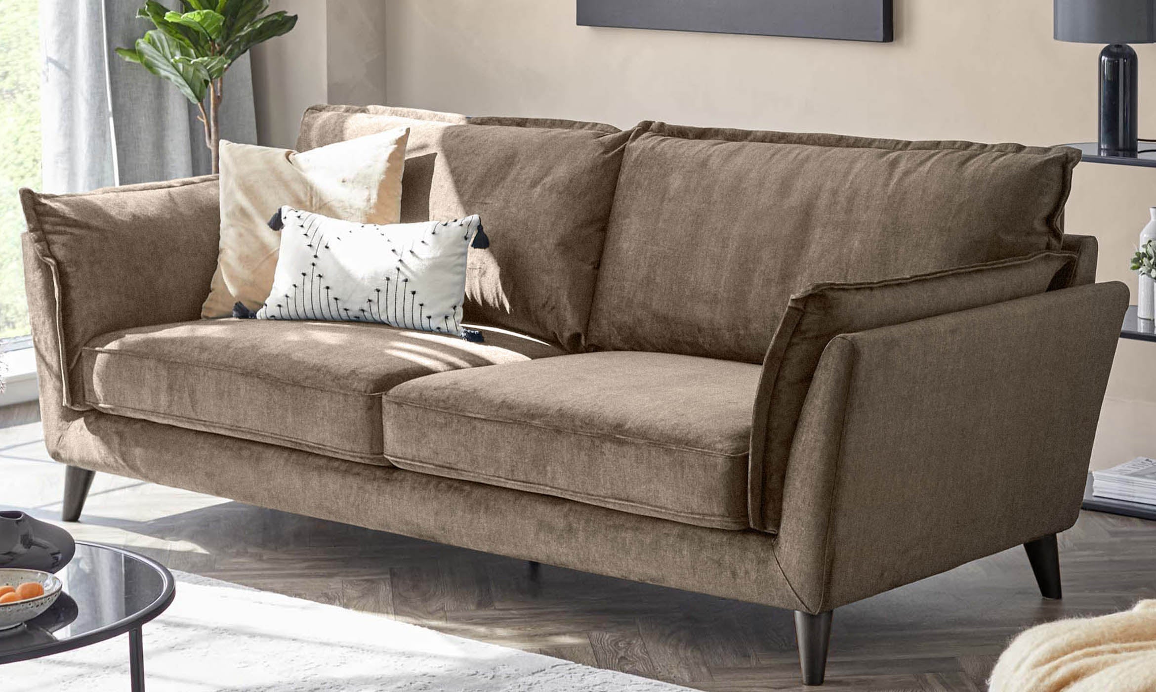 Otto mocha fabric 2 seater sofa