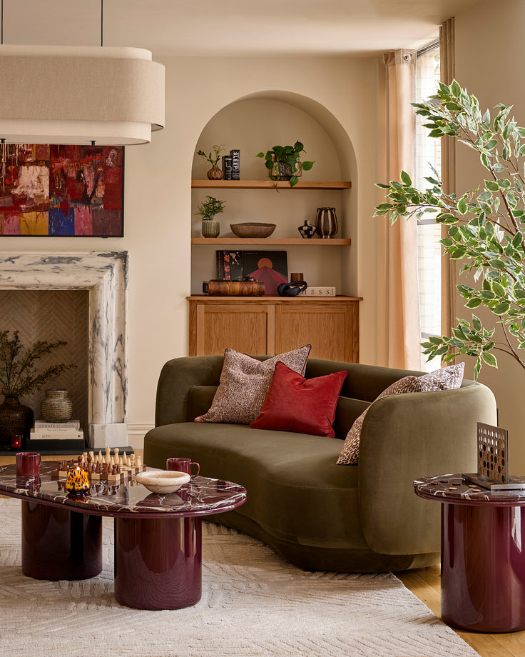 Henry olive green velvet 3 seater sofa
