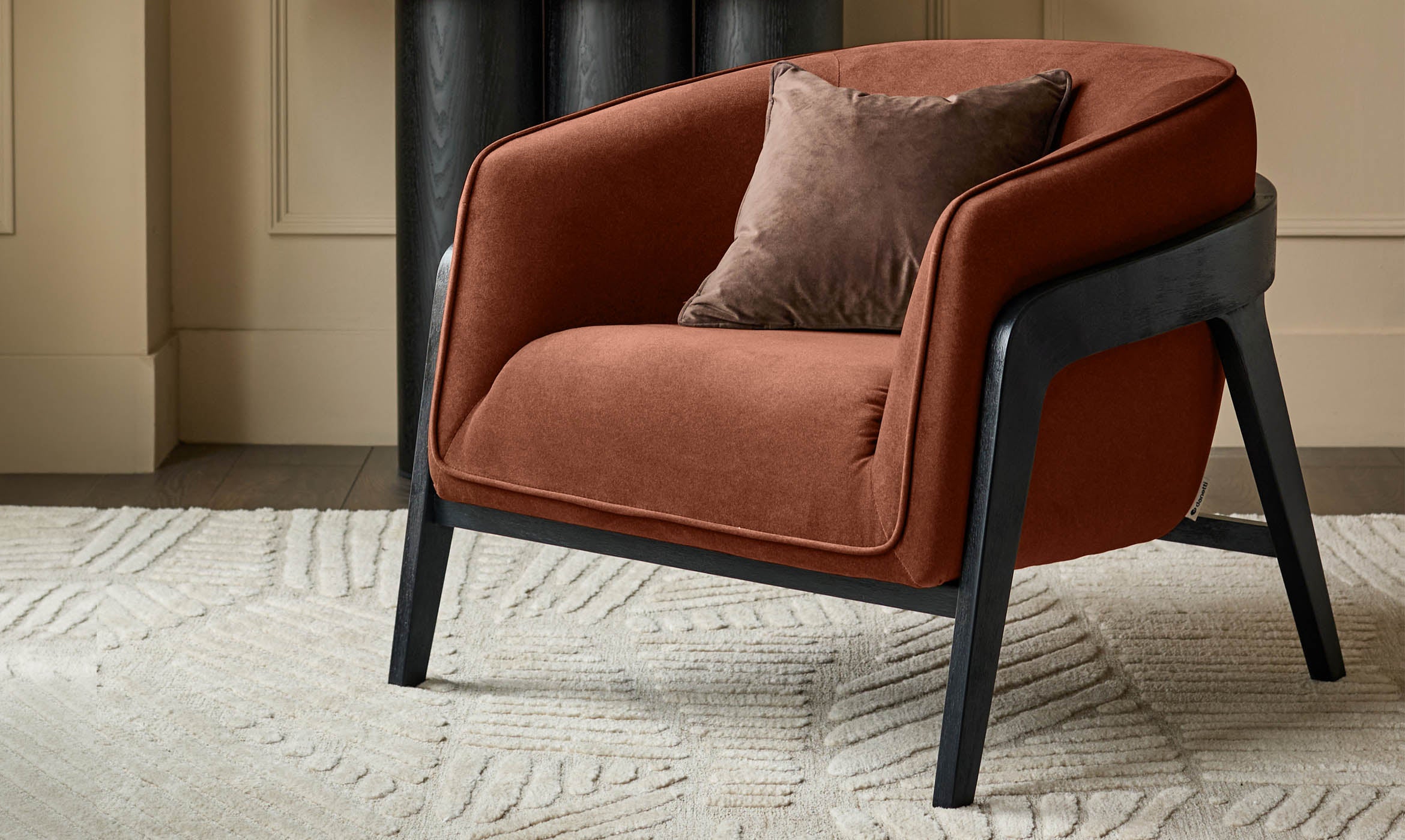 Palmer toffee red plush fabric occasional chair