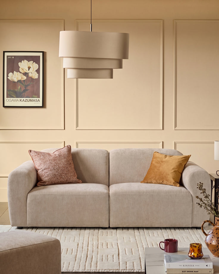 Penny champagne fabric 3 seater sofa