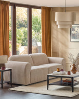 Penny champagne fabric 3 seater sofa