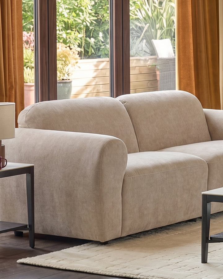 Penny champagne fabric 3 seater sofa