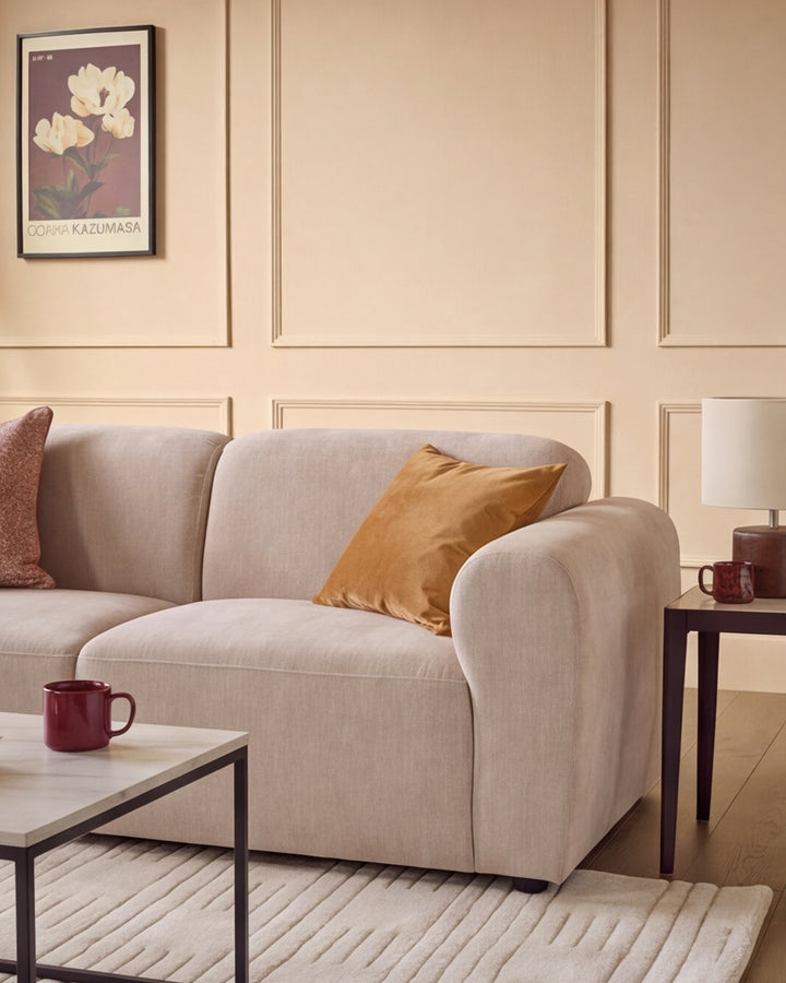 Penny champagne fabric 3 seater sofa