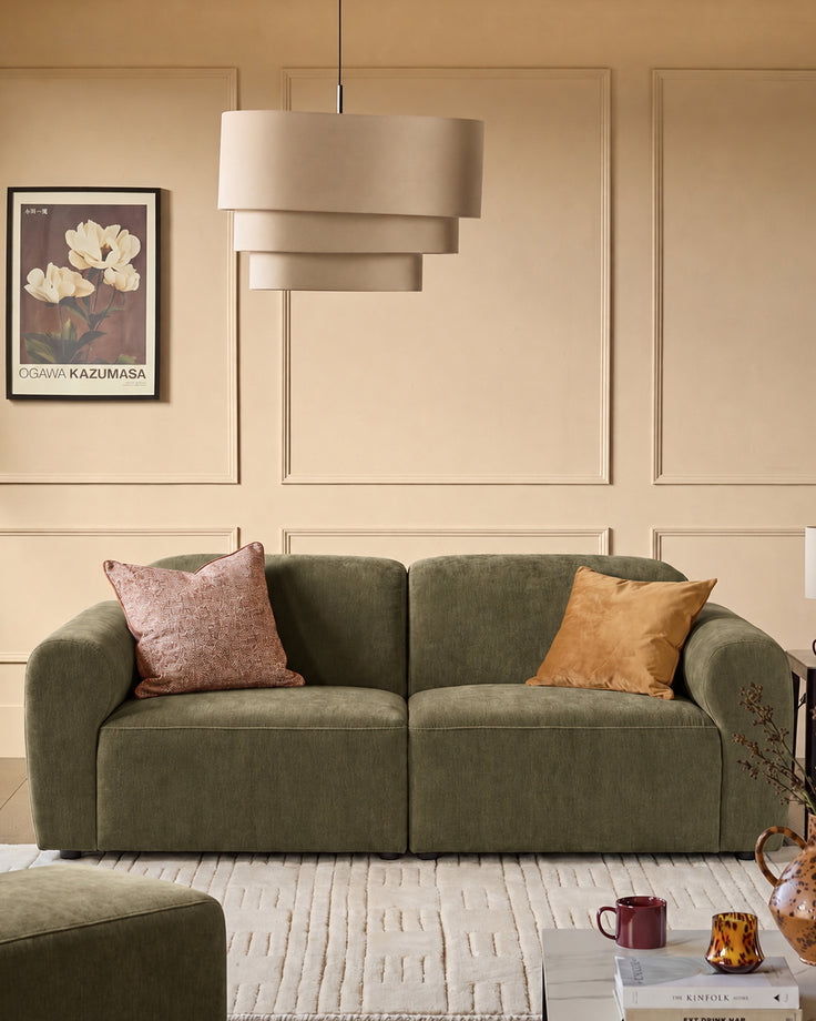 Penny dark green fabric 3 seater sofa