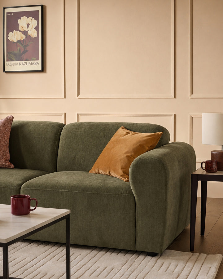 Penny dark green fabric 3 seater sofa