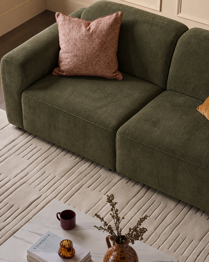 Penny dark green fabric 3 seater sofa