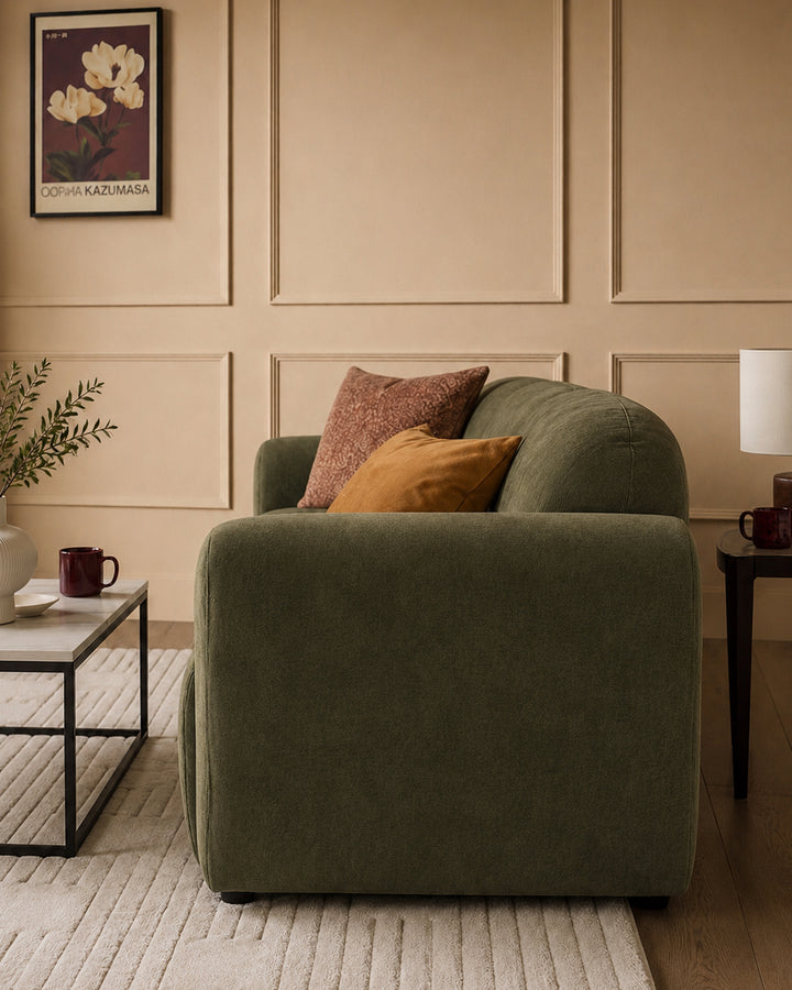 Penny dark green fabric 3 seater sofa