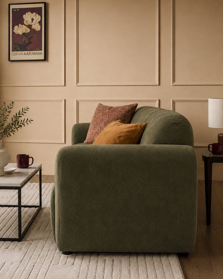 Penny dark green fabric 3 seater sofa