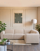 Penny champagne fabric large corner sofa