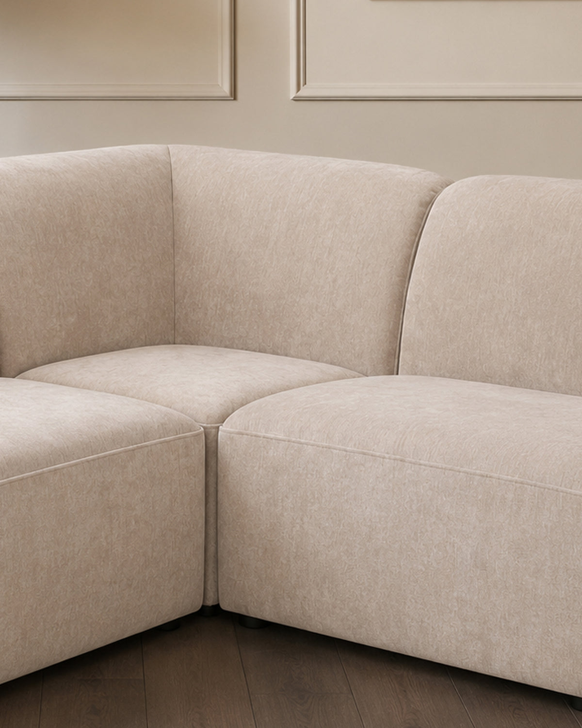 Penny champagne fabric sofa module