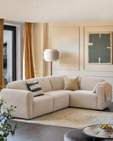 Penny champagne fabric small corner sofa