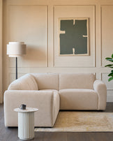 Penny champagne fabric small corner sofa