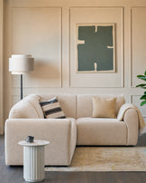 Penny champagne fabric small corner sofa