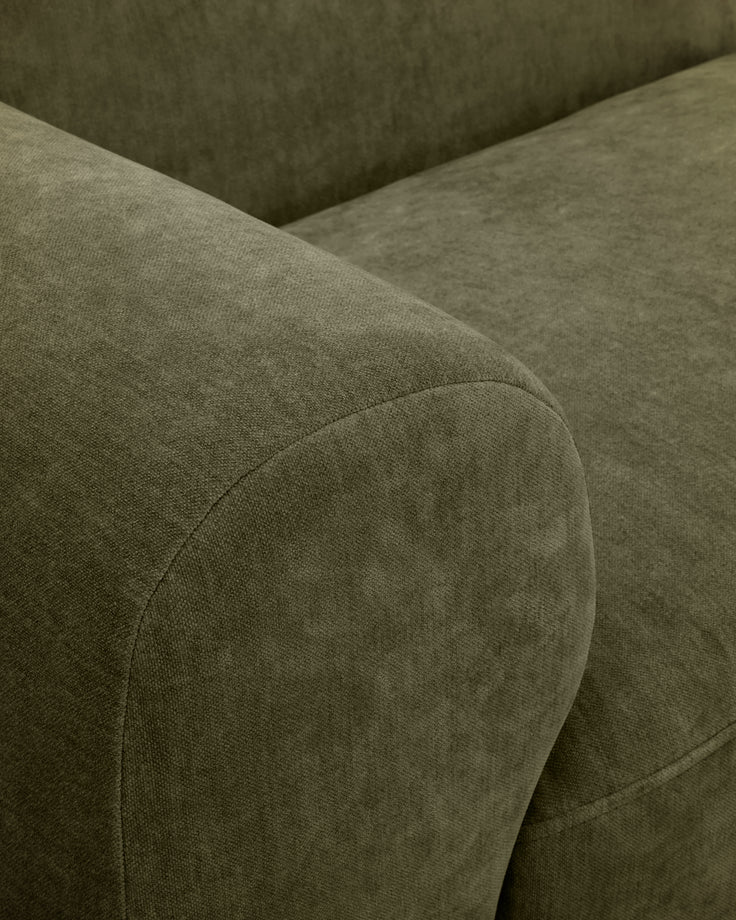 Penny dark green fabric large corner sofa