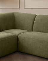 Penny dark green fabric large corner sofa