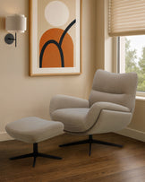 Piper mocha plush fabric occasional chair with footstool