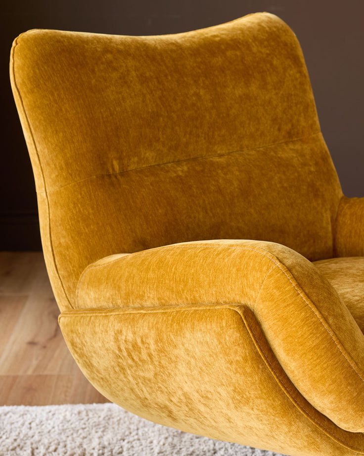 Piper ochre fabric occasional chair with footstool
