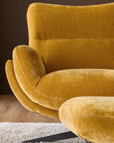 Piper ochre fabric occasional chair with footstool