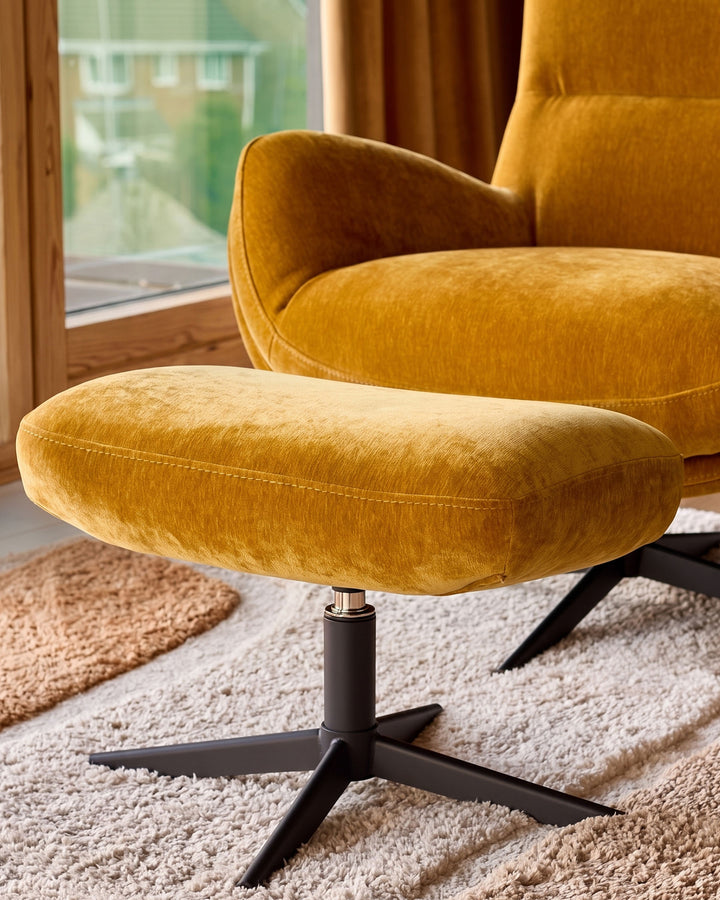 Piper ochre fabric occasional chair with footstool