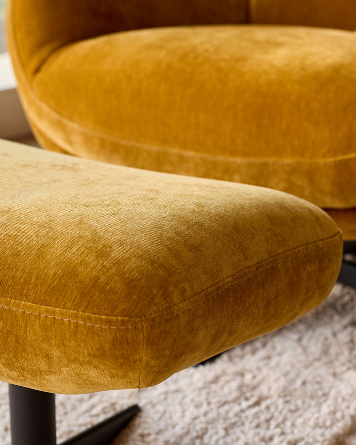 Piper ochre fabric occasional chair with footstool
