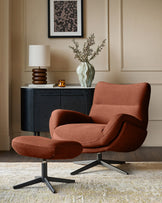 Piper toffee red fabric swivel accent chair