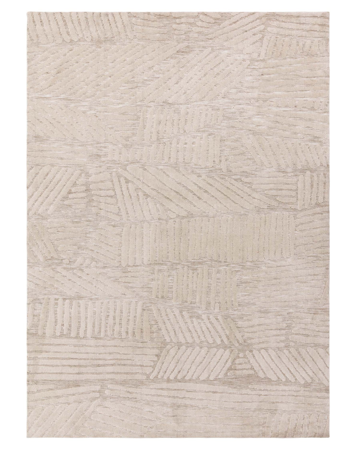 Contemporary-style area rug with a textured abstract pattern in neutral beige tones.