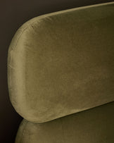 Preston olive green velvet double bed