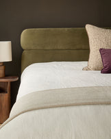 Preston olive green velvet double bed