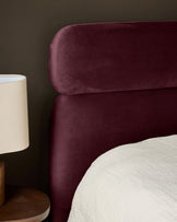 Preston plum velvet double bed