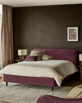 Preston plum velvet double bed