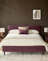 Preston plum velvet double bed
