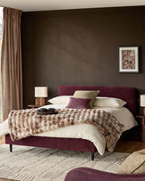 Preston plum velvet double bed