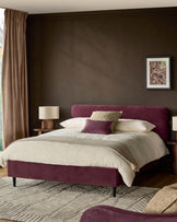 Preston plum velvet double bed