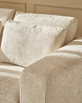 Quinn natural fabric dark wood 2 seater sofa