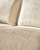 Quinn natural fabric dark wood 2 seater sofa