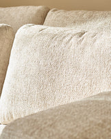 Quinn natural fabric dark wood 2 seater sofa