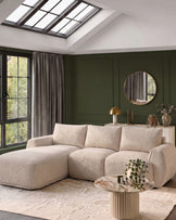 Renato natural fabric left hand facing large chaise sofa