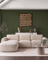 Renato natural fabric left hand facing large chaise sofa