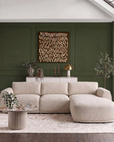 Renato natural fabric right hand facing large chaise sofa