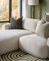 Renato natural fabric left hand facing large chaise sofa
