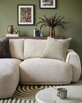 Renato natural chunky weave left hand facing small chaise sofa